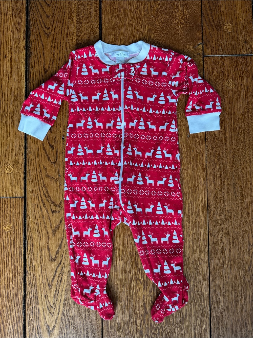 Kissy kissy Christmas holiday footie 3-6 mos